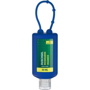 Duschgel Rosmarin-Ingwer, 50 ml Bumper blau, Body Label (R-PET)
