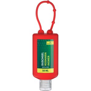 Duschgel Rosmarin-Ingwer, 50 ml Bumper rot, Body Label (R-PET)