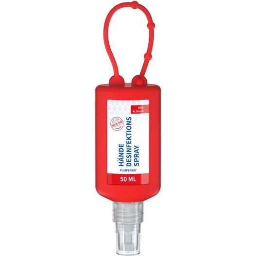 Produktabbildung Hände-Desinfektionsspray (DIN EN 1500), 50 ml Bumper rot, Body Label (R-PET) Hände-Desinfektionsspray (DIN EN 1500), 50 ml Bumper rot, Body Label (R-PET) (Bild 1)