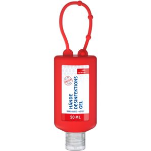Hände-Desinfektionsgel (DIN EN 1500), 50 ml Bumper rot, Body Label (R-PET)