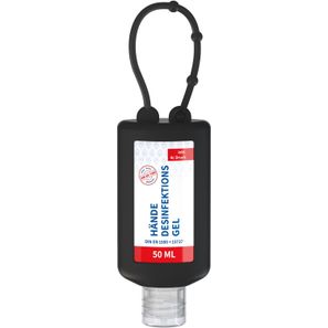Hände-Desinfektionsgel (DIN EN 1500), 50 ml Bumper (schwarz), Body Label (R-PET)