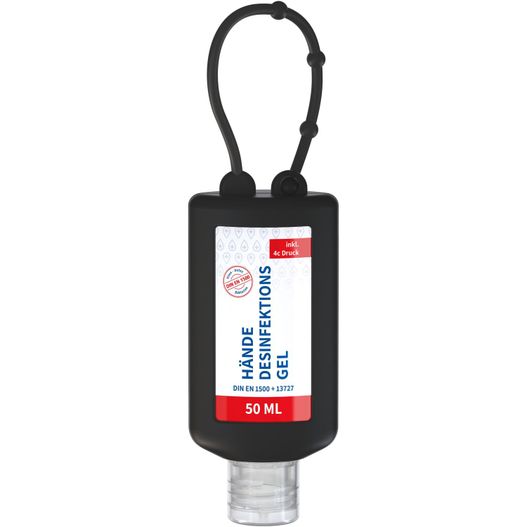 Hände-Desinfektionsgel (DIN EN 1500), 50 ml Bumper (schwarz), Body Label (R-PET) (Bild 1)