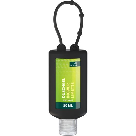 Produktabbildung Duschgel Ingwer-Limette, 50 ml Bumper (schwarz), Body Label (R-PET) Duschgel Ingwer-Limette, 50 ml Bumper (schwarz), Body Label (R-PET) (Bild 1)