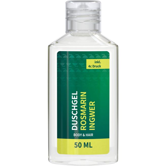Produktabbildung Duschgel Rosmarin-Ingwer, 50 ml, Body Label (R-PET) Duschgel Rosmarin-Ingwer, 50 ml, Body Label (R-PET)