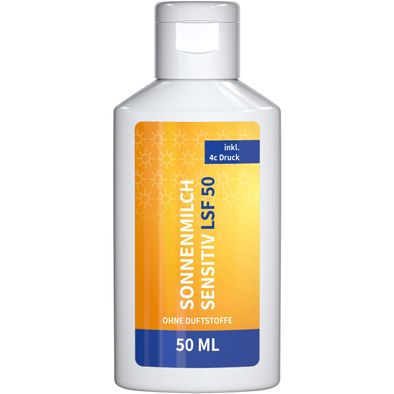 Produktabbildung Sonnenmilch LSF 50 (sens.), 50 ml, Body Label (R-PET) Sonnenmilch LSF 50 (sens.), 50 ml, Body Label (R-PET)