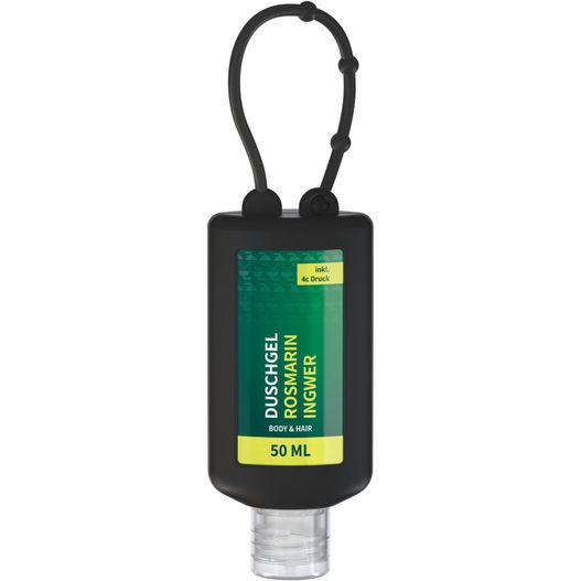 Duschgel Rosmarin-Ingwer, 50 ml Bumper (schwarz), Body Label (R-PET) (Bild 1)