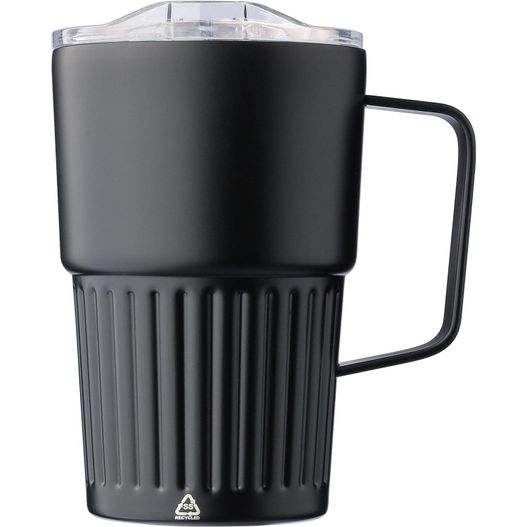 Recycelter Edelstahl-Reisebecher mit doppelter Wand (450 ml) von Calo (Bild 1)