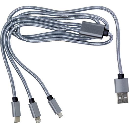 Produktabbildung 3-in-1 Ladekabel aus Nylon Felix 3-in-1 Ladekabel aus Nylon Felix (Bild 1)