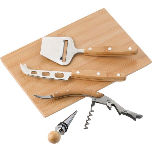 Produktabbildung Käse- und Weinset aus Bambus Patrick Käse- und Weinset aus Bambus Patrick (Bild 1)