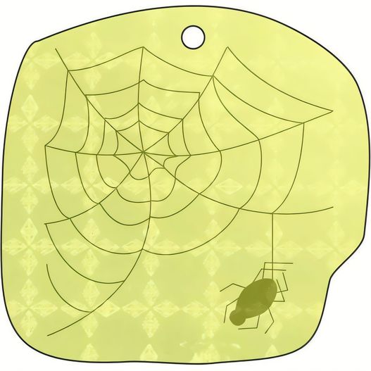 eine spinne und ein spinnennetz auf einem grünen hintergrund Anhänger A-16 Spinnennetz 48 x 47 mm (Bild 1)