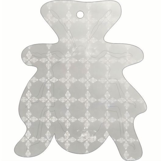 eine weiße teddybär geformte glasschneidplatte Anhänger A-12 Käfer 54 x 66 mm (Bild 1)
