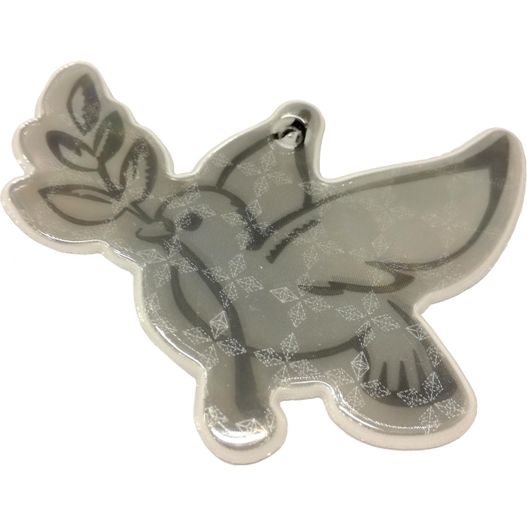 ein vogel geformter magnet mit einem blatt darauf Anhänger A-12 Friedenstaube 67 x 58 mm (Bild 1)