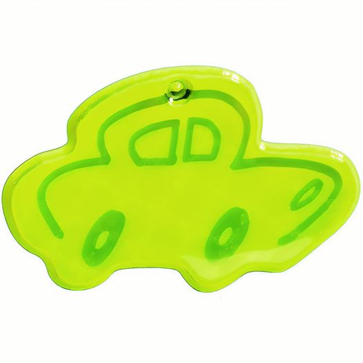 eine grüne auto geformt schlüsselanhänger mit einem auto geformt schlüsselanhänger Anhänger A-12 Auto 74 x 46 mm (Bild 1)