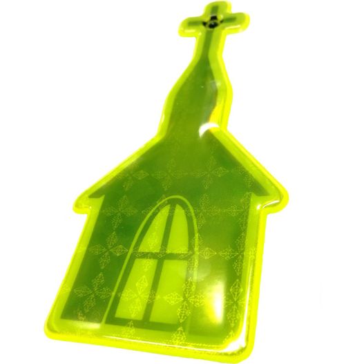 ein grün kirche geformtes kunststoffobjekt mit einem kreuz oben Anhänger A-12 Kirche 44 x 86 mm (Bild 1)