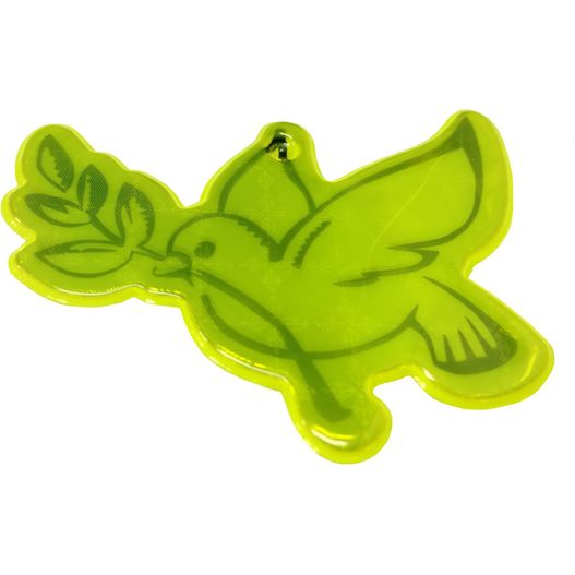 ein grüner vogel geformter magnet mit einem blatt darauf Anhänger A-12 Friedenstaube 67 x 58 mm (Bild 1)