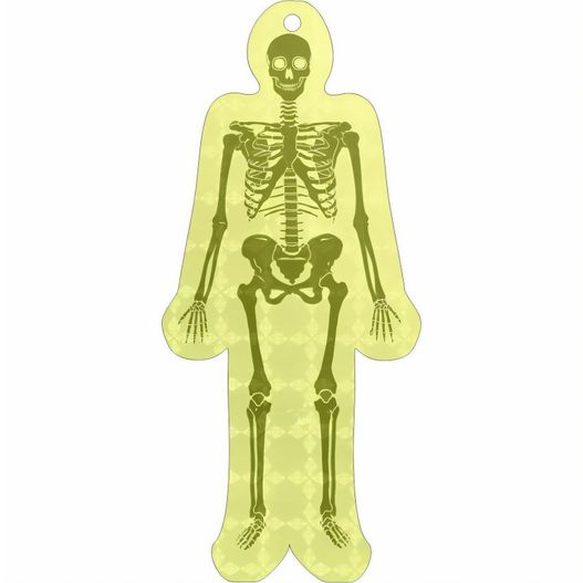 ein skelett in einem gelben körper mit einem halo Anhänger A-10 Skelett 45 x 102 mm (picture 1)