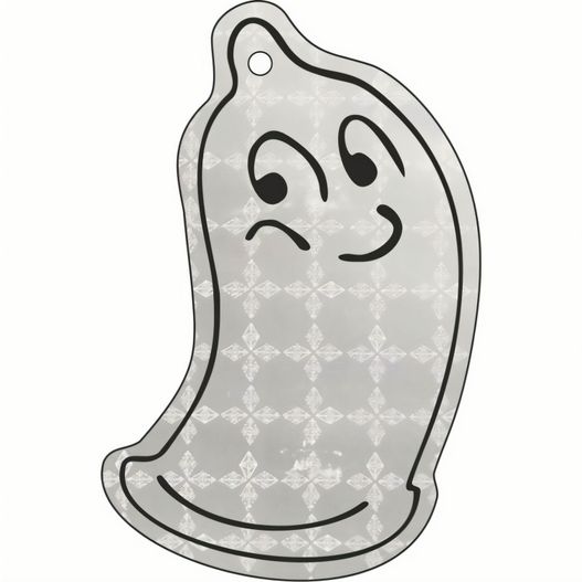 ein geist geformter magnet mit einem traurigen gesicht Anhänger A-12 Kondom 46 x 77 mm (Bild 1)