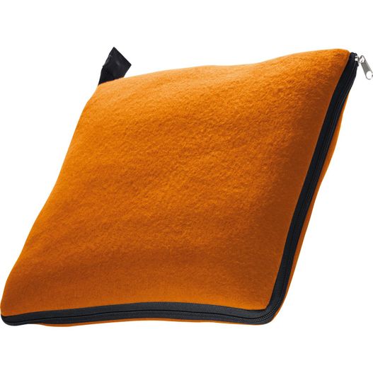 ein oranges kissen mit einem reißverschluss darauf 2in1 XL-Fleece-Decke/Kissen Radcliff (Bild 1)