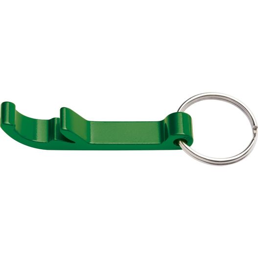 eine grüne schlüsselkette mit einem metallring Flaschenöffner Worcester (Bild 1)