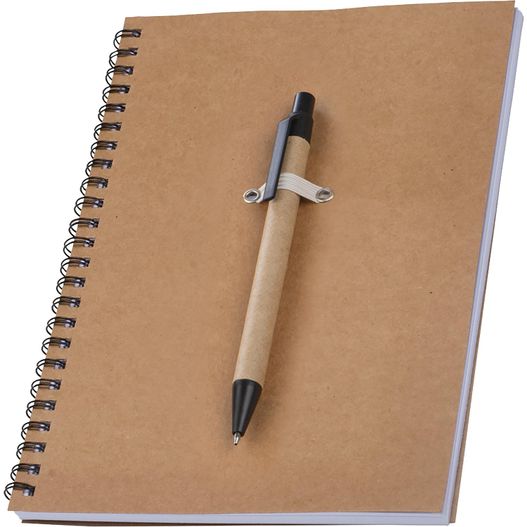 ein stift und ein notizbuch auf weißem hintergrund A5 Öko Schreibblock Kentwood (Bild 1)