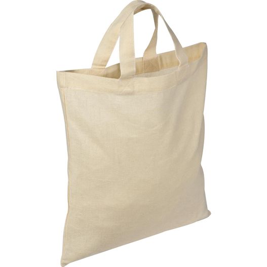 eine natürliche farbige tasche mit einem weißen griff Baumwolltasche Antibes (Bild 1)