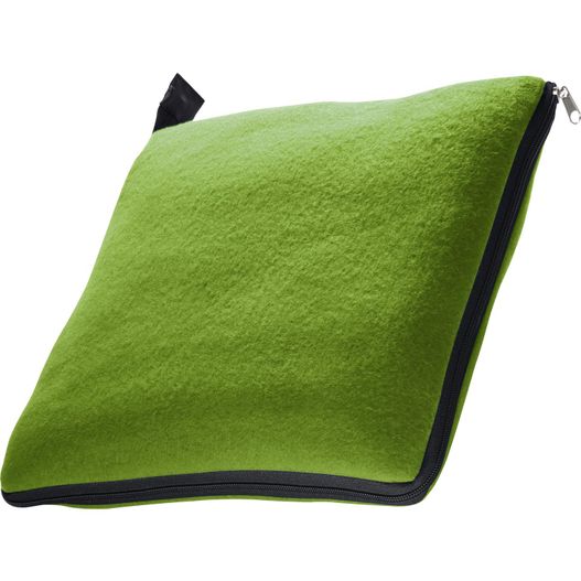ein grünes kissen mit einem reißverschluss darauf 2in1 XL-Fleece-Decke/Kissen Radcliff (Bild 1)