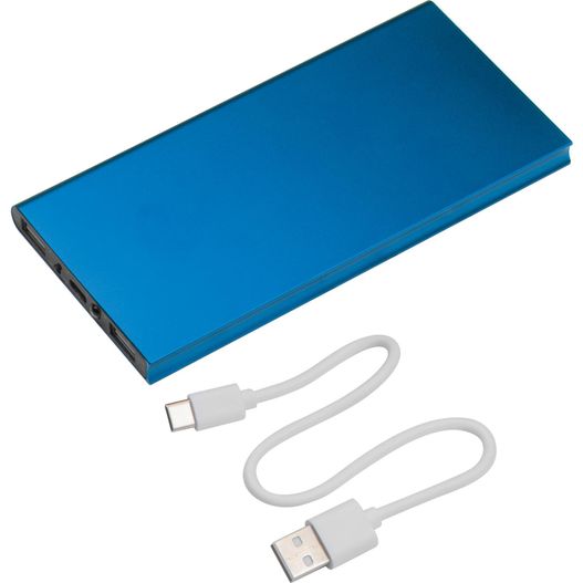 eine blaue powerbank mit usb-kabel Powerbank 8.000 mAh Wolfsberg (Bild 1)