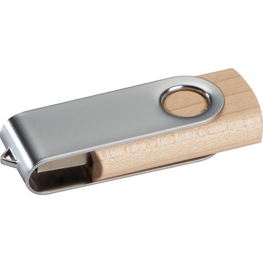 ein metall- und holz usb-laufwerk mit einem holzgriff USB-Stick Lessines 4 GB (Bild 1)