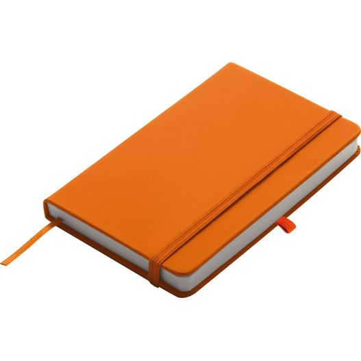 ein oranges notizbuch mit einem weißen cover A6 Notizbuch Lübeck (Bild 1)