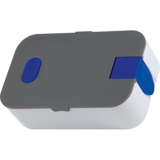 eine graue und blaue lunchbox mit einem deckel Lunchbox Flensburg (Bild 1)