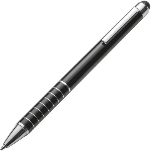 ein stift mit schwarzem körper und silber Metall Kugelschreiber mit Touch-Pen Luebo (Bild 1)