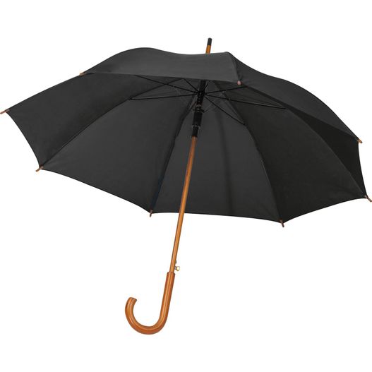 ein schwarzer regenschirm mit holzgriff XL Automatikregenschirm Hasselt (Bild 1)