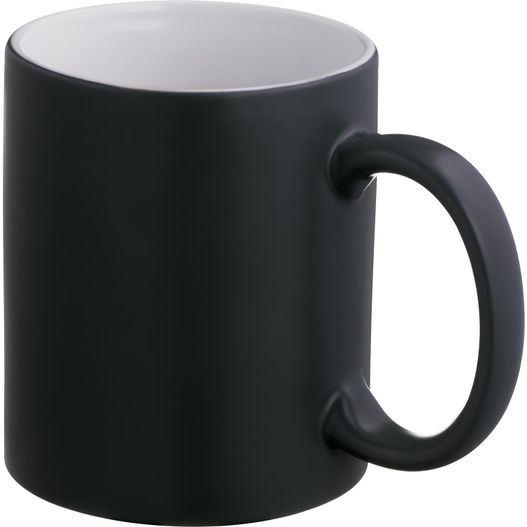 schwarzer becher mit weißem deckel Keramiktasse Thessaloniki (Bild 1)