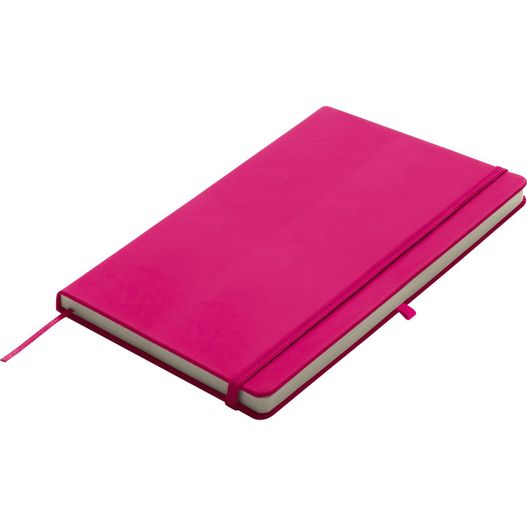 ein rosa notizbuch mit einem pinken band auf dem cover A5 Notizbuch Kiel (Bild 1)