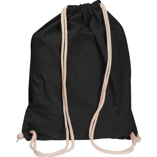 eine schwarze tasche mit einem seil Baumwollgymbag Carlsbad (Bild 1)
