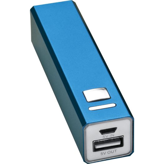 eine blaue powerbank mit einem usb-port Metallpowerbank Port Hope (Bild 1)
