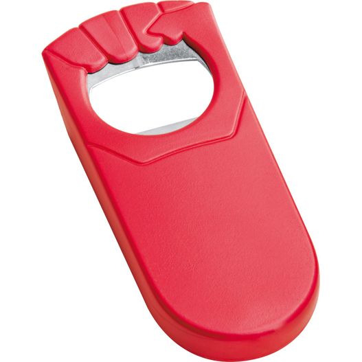 ein roter flaschenöffner mit metallgriff Faust-Flaschenöffner Luton (Bild 1)