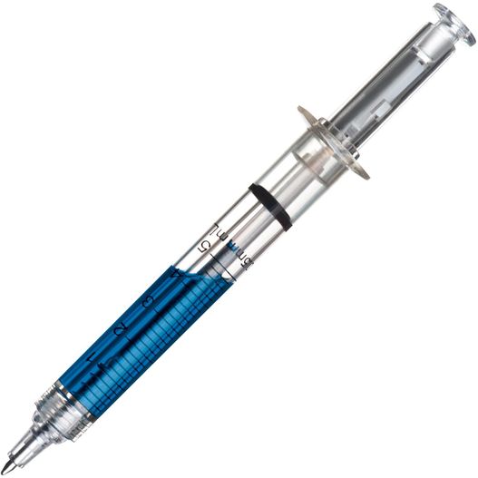 ein stift mit blauer spitze und einer silbernen spitze Kugelschreiber Injection 1 (Bild 1)