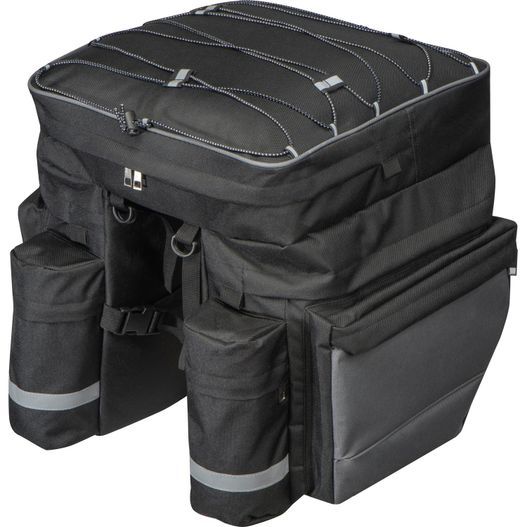 eine schwarze tasche mit einem an ihr befestigten lenker Fahrradtasche Plymouth (Bild 1)