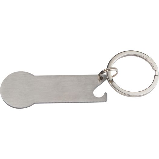 eine schlüsselkette aus metall mit einem knochenmark Schlüsselanhänger mit Einkaufschip Stickit (Bild 1)