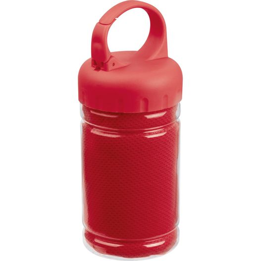 eine rote plastikwasserflasche mit rotem deckel Sporthandtuch Sporty (Bild 1)