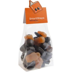 Blockbeutel mit Headerkarte in Ihrer eigenen Form und 150 Gramm Süßigkeiten