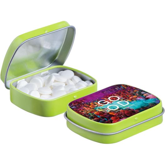Produktabbildung Mini Klappdeckeldose mit Pfefferminz Mini Klappdeckeldose mit Pfefferminz (Bild 1)