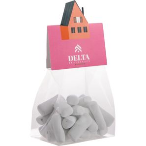 Blockbeutel mit Headerkarte in Ihrer eigenen Form und 50 Gramm Süßigkeiten