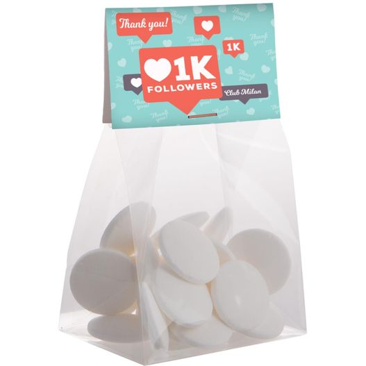 Produktabbildung Blockbeutel mit Topkarte und 50 g Süssigkeiten Blockbeutel mit Topkarte und 50 g Süssigkeiten (Bild 1)
