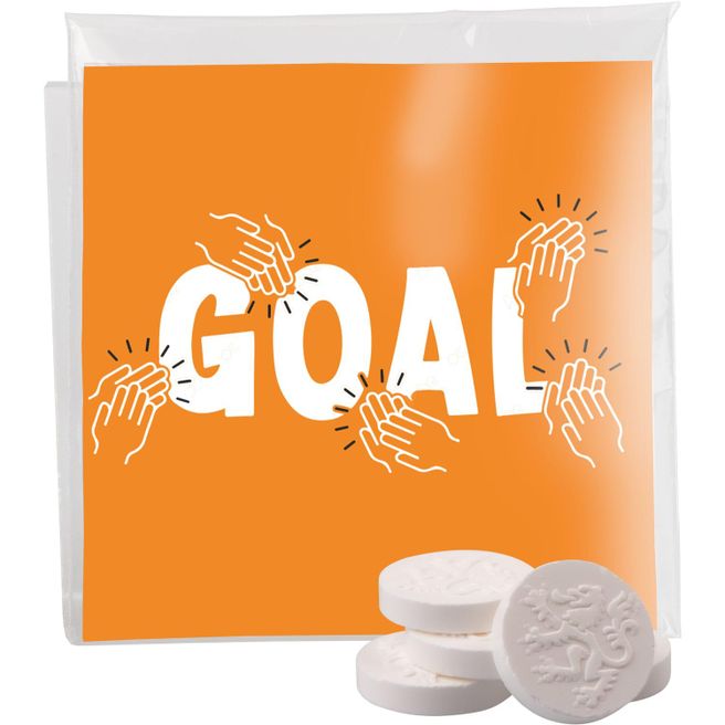 Transparent gefüllter Beutel mit farbigem Inlay