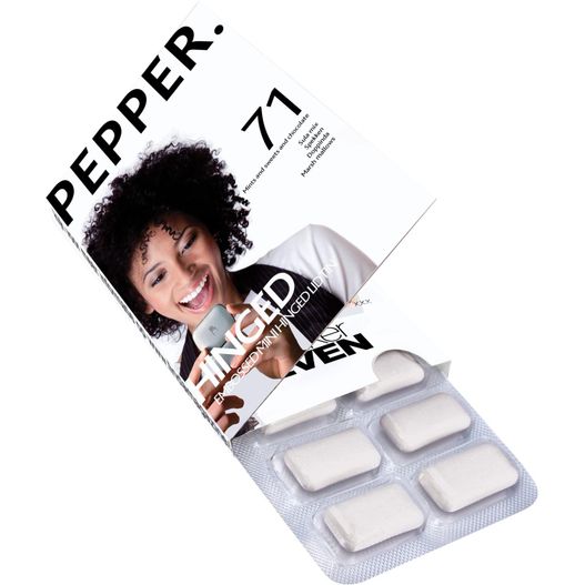 Schachtel mit Klappe und Blister mit 12 Kaugummi (Bild 1)