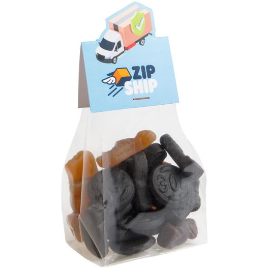 Blockbeutel mit Headerkarte in Ihrer eigenen Form und 100 Gramm Süßigkeiten (Bild 1)