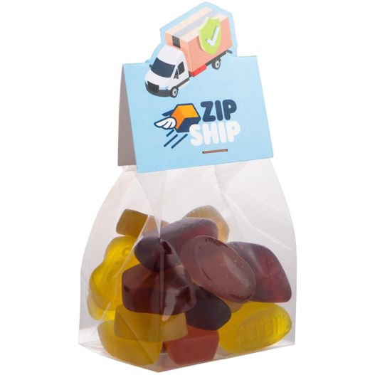 Blockbeutel mit Headerkarte in Ihrer eigenen Form und 100 Gramm Süßigkeiten (Bild 1)