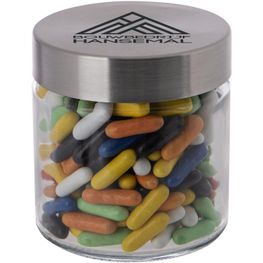 Glas 0,35 Liter gefüllt mit Süßigkeiten